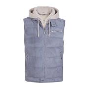 Biker Suede en Cashmere Gilet Eleventy , Blue , Heren