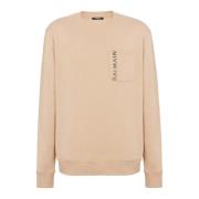 Gelamineerde Sweatshirt Balmain , Beige , Heren