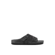 Exclusieve Suède Sandalen Antraciet Kleur Birkenstock , Gray , Heren