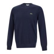 Heren wolmix ronde hals trui Lacoste , Blue , Heren