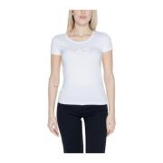 Crème Katoenen Korte Mouw T-shirt Emporio Armani EA7 , White , Dames