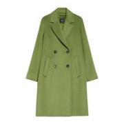 Groene Wol Double-Breasted Jas Max Mara , Green , Dames