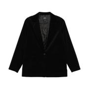 Zwarte Katoenen Fluwelen Blazer met Peak Revers A.p.c. , Black , Dames