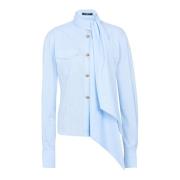 Gestreepte shirt met strik Balmain , Blue , Dames