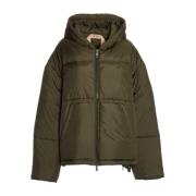 Oversize Militair Groene Gewatteerde Jas N21 , Green , Dames