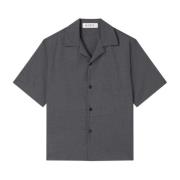 Melange Wol Camp Kraag Shirt Róhe , Gray , Heren