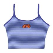 Satin Blauw Mouwloos Tank Top Obey , Blue , Dames