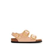 Beige Leren Sandaal met Gespsluiting Birkenstock , Beige , Dames