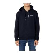 Katoenen Hoodie met Ribdetails Armani Exchange , Blue , Heren