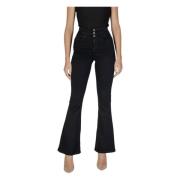 Zwarte knoopbroek met zakken Only , Black , Dames