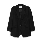 Wollen blazer met knoopsluiting LOW Classic , Black , Dames