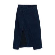 Indigo Denim Omslagrok met Panelen Tibi , Blue , Dames