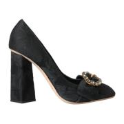 Zwarte Brogue Pumps met Strass Gesp Dolce & Gabbana , Black , Dames