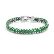 Men's Green Woven 8mm Box Chain Bracelet in Silver Nialaya , Gray , He...