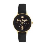 Zwarte Polipriel Horloge, Gouden Kast Juicy Couture , Black , Dames