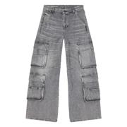 Cargo Denim Jeans Grijs Diesel , Gray , Dames