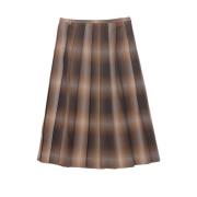 Bruine Geruite Geplooide Rok LOW Classic , Brown , Dames