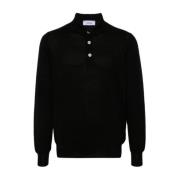 Zwarte wollen poloshirt Lardini , Black , Heren