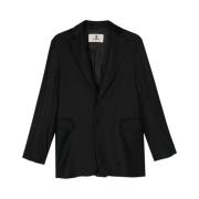 Zwarte Wollen Flanellen Blazer Jas Barena Venezia , Black , Dames