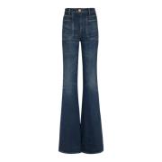 Wijd uitlopende denim jeans Balmain , Blue , Dames