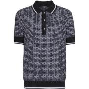 Merino Wol Gebreid Poloshirt Balmain , Black , Heren