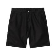 Relaxed Fit Katoen Linnen Shorts Carhartt Wip , Black , Heren