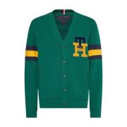 Monogram Cardigan met V-hals en Gestreepte Mouwen Tommy Hilfiger , Gre...