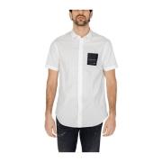 Katoenen Korte Mouw Shirt Heren Collectie Armani Exchange , White , He...