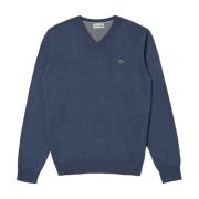 Blauwe V-hals Pullover Sweater Lacoste , Blue , Heren