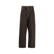 Twisted Wide Leg Cotton Jeans Sunflower , Brown , Heren