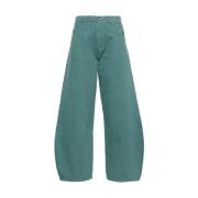 Turquoise Wijde Pijp Katoenmix Broek Henrik Vibskov , Green , Dames