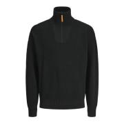 Outdoor Gebreide Trui Troyer Stijl Jack & Jones , Black , Heren