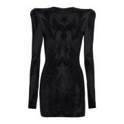 Jersey Korte Jurk Balmain , Black , Dames