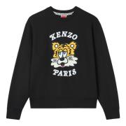 Zwarte Geborduurde Sweatshirt Unisex Zacht Kenzo , Black , Dames