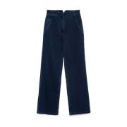 Flared Indigo Denim Jeans met Gesp Detail Tibi , Blue , Dames