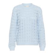 Celestial Blue Gebreide Pullover Trui Kaffe , Blue , Dames