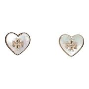 Gouden Hart Oorbellen Moeder van Parel Tory Burch , Gray , Dames