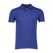 Blauwe korte mouw slim fit polo Polo Ralph Lauren , Blue , Heren