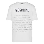 Witte Crew Neck T-shirt met Logo Moschino , White , Heren