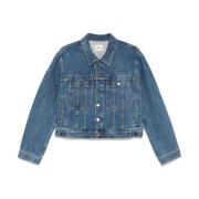 Blauwe Denim Jas met Knoopsluiting Khaite , Blue , Dames