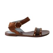 Pre-owned Leather sandals Louis Vuitton Vintage , Brown , Dames