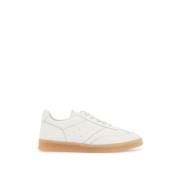 Geperforeerde Leren Court Sneakers MM6 Maison Margiela , White , Heren