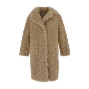 Faux Fur Cocoon Coat Stand Studio , Beige , Dames