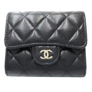 Pre-owned Leather wallets Chanel Vintage , Black , Dames