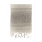 Geruit Wollen Blend Dubbellaags Sjaal Nn07 , Beige , Heren