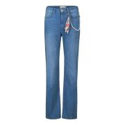 Moderne stretch jeans met wassing Cartoon , Blue , Dames