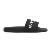 Zwarte Rubberen Logoslippers Givenchy , Black , Heren