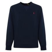 Blauwe Katoenen Trui Lange Mouw Geborduurd Logo Polo Ralph Lauren , Bl...