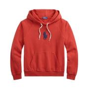 Rode hoodie met capuchon en Pony-logo Polo Ralph Lauren , Red , Dames