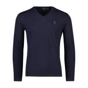 Donkerblauwe V-hals trui Polo Ralph Lauren , Blue , Heren